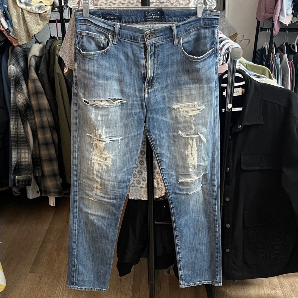 Lucky Brand 410 Men's Slim Distressed Blue Jeans 31X30